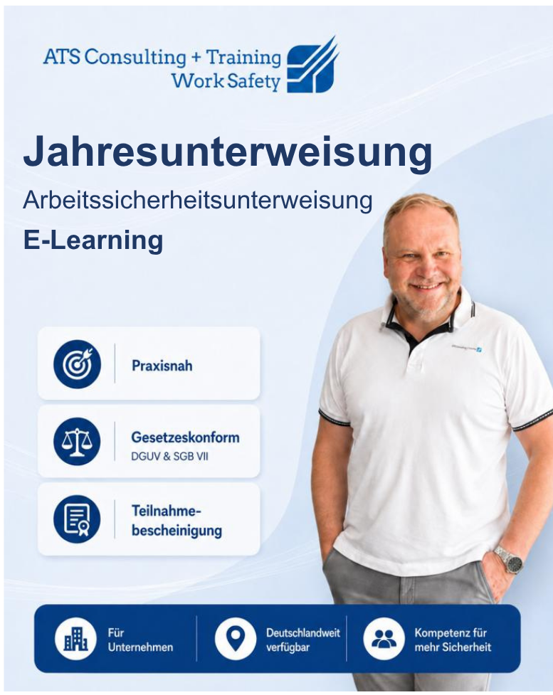 E-Learning - Jahresunterweisung Arbeitssicherheit – jährliche Unterweisung für Mitarbeitende - Start jederzeit möglich!