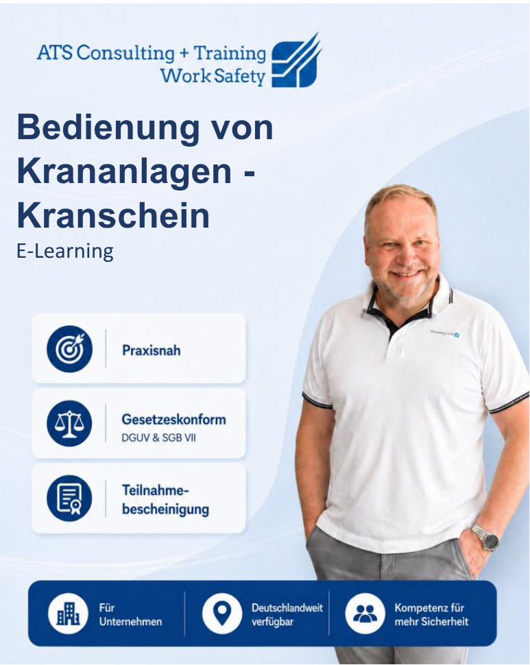 E-Learning- Kranführer Ausbildung – Kranschein für Brückenkrane, Hallenkrane und Portalkrane gemäß DGUV Grundsatz 309-003 - Start jederzeit möglich!