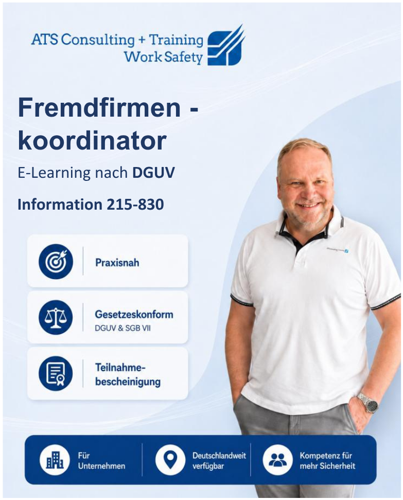 E-Learning - Fremdfirmenkoordination – gemäß DGUV Information 215-830 - Start jederzeit möglich!