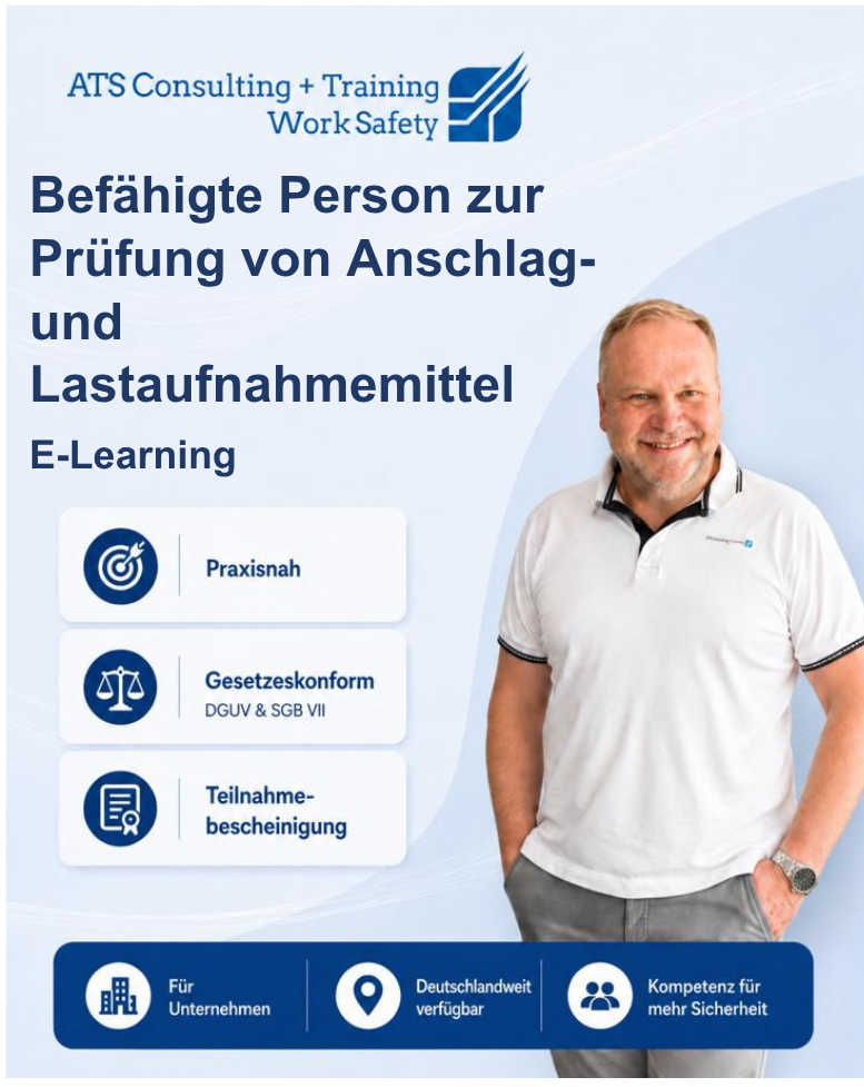 E-Learning - Befähigte Person zur Prüfung von Anschlag- und Lastaufnahmemittel - Start jederzeit möglich!