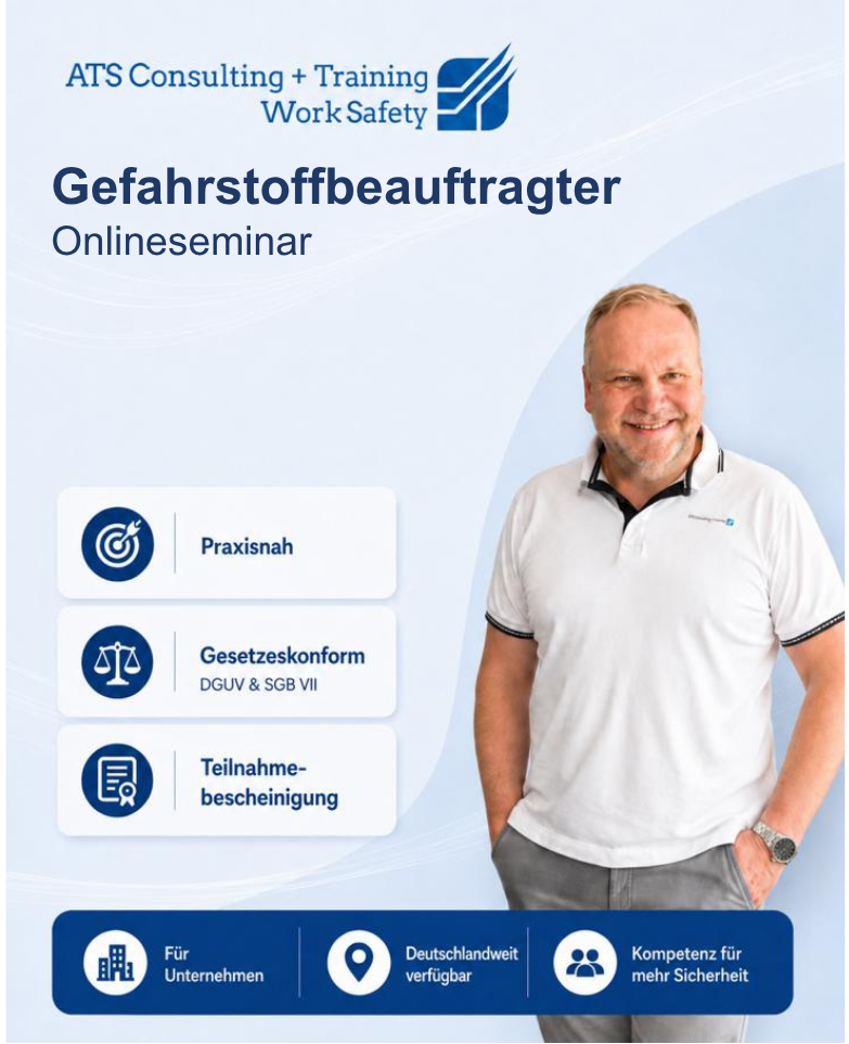Gefahrstoffbeauftragter Präsenzschulung – Onlinekurs für betriebliches Gefahrstoffmanagement vom 11.01.2027 - 13.01.2027